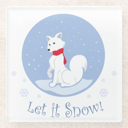 Lass es schneit! (Arctic Fox) Glasuntersetzer (Vorderseite)