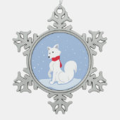 Lass es schneit! (Arctic Fox) Schneeflocken Zinn-Ornament (Vorderseite)