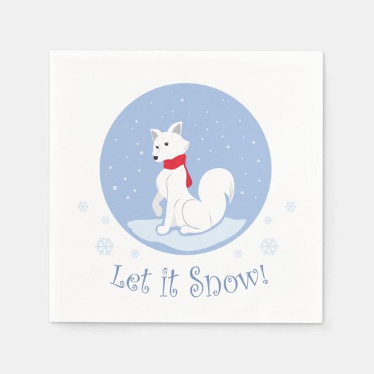 Lass es schneit! (Arctic Fox) Serviette (Vorderseite)