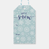 Lass es schneit! Blaue Schneeflocken Geschenkanhänger (Rückseite)