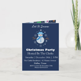 Lass es schneit blauer Schneemann Weihnachts-Party Einladung