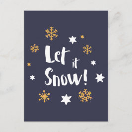 "Lass es schneit!" Calligrafie Christmas Blue Feiertagspostkarte