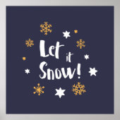 "Lass es schneit!" Calligrafie Christmas Blue Poster (Vorne)