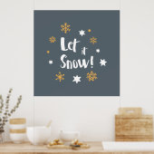 "Lass es schneit!" Calligrafie Christmas Gray Poster (Küche)