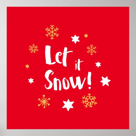"Lass es schneit!" Calligrafie Christmas Red Poster (Vorne)