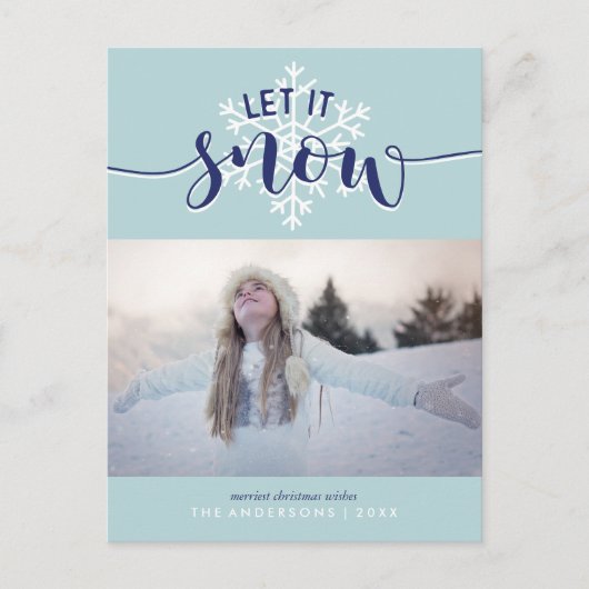 Lass es schneit! Foto Feiertagspostkarte (Vorderseite)