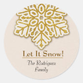 Lass es schneit! Gold Glitzer Snowflake Runder Aufkleber (Vorderseite)