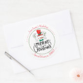 Lass es schneit. Happy Snowman Face Runder Aufkleber (Umschlag)