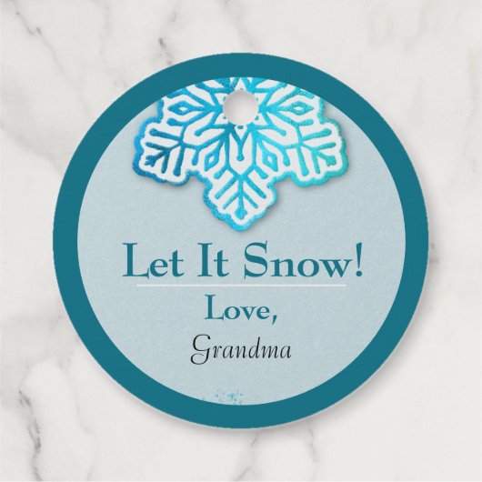 Lass es schneit! Iridescent Blue Snowflake Geschenkanhänger (Rückseite)