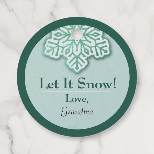 Lass es schneit! Iridescent Winter Green Snowflake Geschenkanhänger (Rückseite)