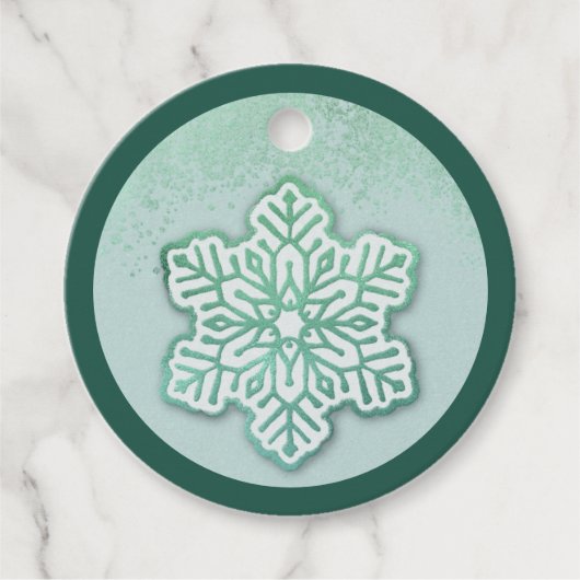 Lass es schneit! Iridescent Winter Green Snowflake Geschenkanhänger (Vorderseite)