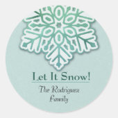Lass es schneit! Iridescent Winter Green Snowflake Runder Aufkleber (Vorderseite)