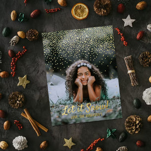 Lass es schneit! Modernes Foto Weihnachten Folien Feiertagskarte