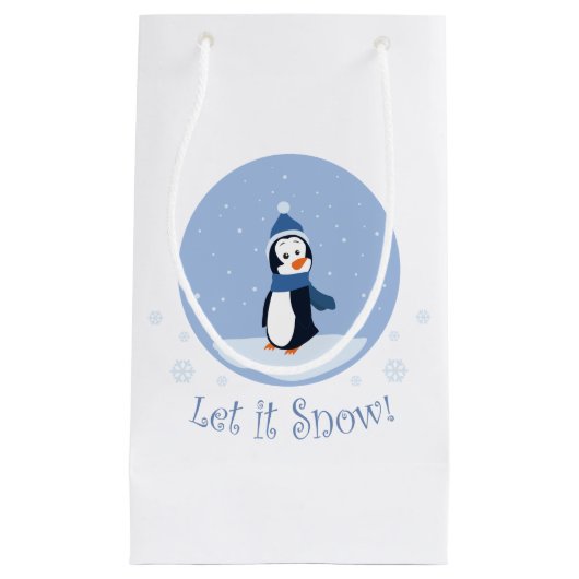 Lass es schneit! (Pinguin) Kleine Geschenktüte (Vorderseite)