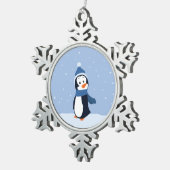 Lass es schneit! (Pinguin) Schneeflocken Zinn-Ornament (Rechts)