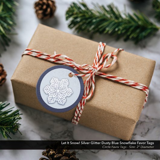 Lass es schneit! Silver Glitzer Dusty Blue Snowfla Geschenkanhänger