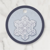 Lass es schneit! Silver Glitzer Dusty Blue Snowfla Geschenkanhänger (Vorderseite)