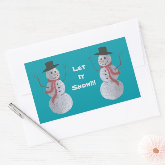 Lass es schneit!! Snowman Rechteckiger Aufkleber (Umschlag)