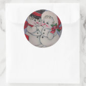 Lass es schneit. Snowman seine Freundin Runder Aufkleber (Tasche)