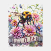 Lass es sein – Wasserfarben-Hummel-Frühlingsblumen Fleecedecke (Vorderseite)