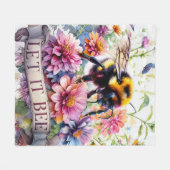 Lass es sein – Wasserfarben-Hummel-Frühlingsblumen Fleecedecke (Vorderseite (Horizontal))