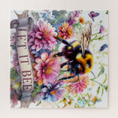 Lass es sein – Wasserfarben-Hummel-Frühlingsblumen Puzzle (Horizontal)