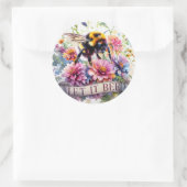 Lass es sein – Wasserfarben-Hummel-Frühlingsblumen Runder Aufkleber (Tasche)