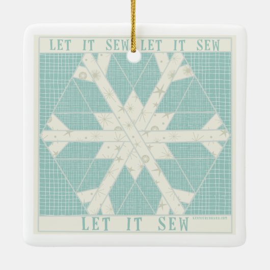 Lass es SEW Quilt Porcelain Holiday Ornament (Rückseite)