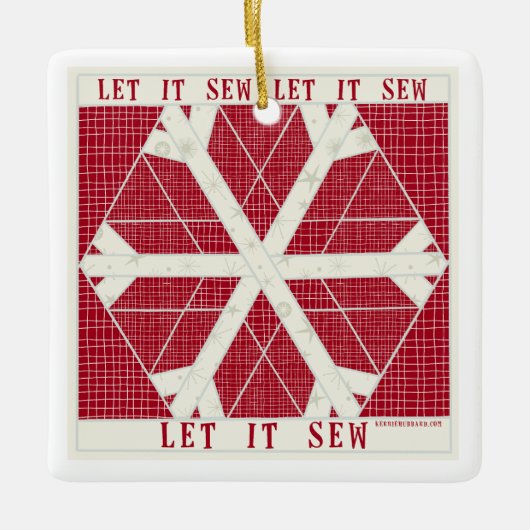 Lass es SEW Quilt Porzellan Ornament RED (Vorderseite)