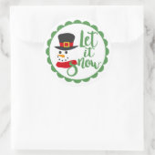 Lass es Snowl/Snowman/Weihnachtsdesign Runder Aufkleber (Tasche)