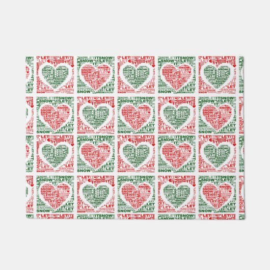 Lass es Weihnachten rot-grüne Herzen Outdoor Mat Fußmatte (Vorderseite)