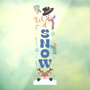 Lass es Weihnachts-Schneemann-Rentierfisch schneie Fensteraufkleber