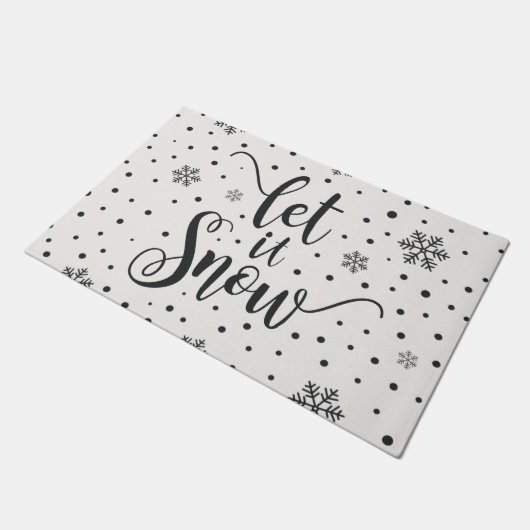 Lass es Weihnachtskalligrafie schnee | Doormat Fußmatte (Schrägansicht)