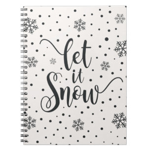 Lass es Weihnachtskalligrafie schnee   Notebook Notizblock