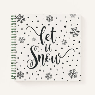 Lass es Weihnachtskalligrafie schnee   Notebook Notizblock