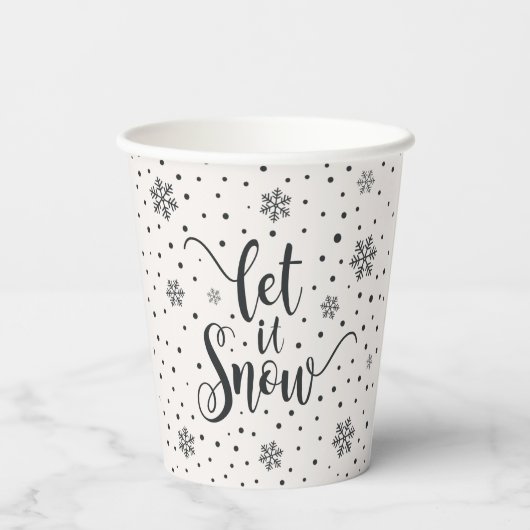 Lass es Weihnachtskalligrafie schnee | Papier-Cup Pappbecher (Rückseite)
