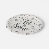 Lass es Weihnachtskalligrafie schnee | Papierplatt Pappteller (Schrägansicht)