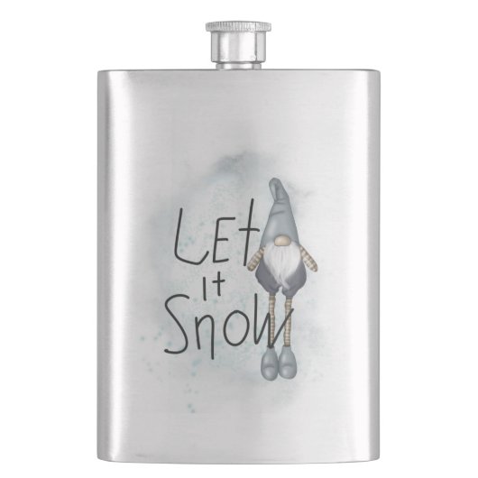 Lass es Winter Gnome schneien Flachmann (Vorderseite)