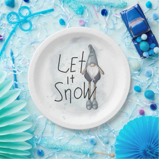 Lass es Winter Gnome schneien Pappteller (Party)
