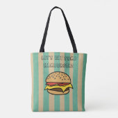 Lass essen einige Hamburger Coole Retro Art Stripe Tasche (Rückseite)