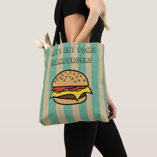 Lass essen einige Hamburger Coole Retro Art Stripe Tasche (Von Nahem)