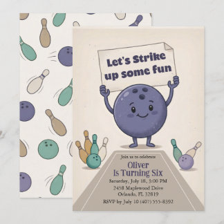 Lass etwas Spaß aufkommen Bowling-Party-Junge 6. G Einladung