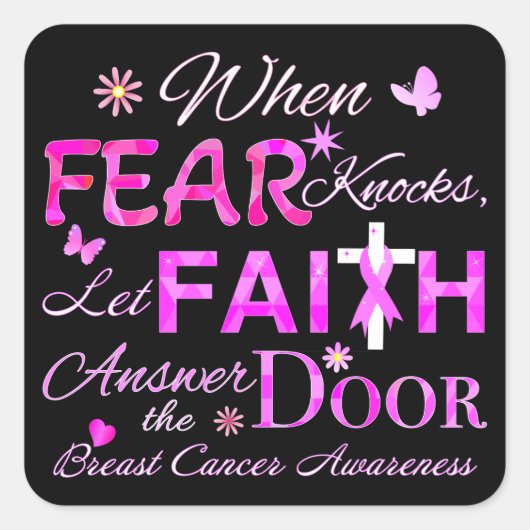 Lass FAITH Antwort auf die Tür Quadratischer Aufkleber (Vorderseite)