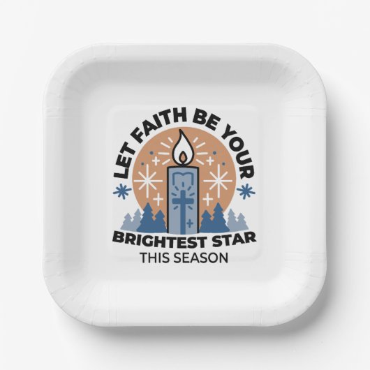 Lass Faith Shine Bright: Winterthema Pappteller (Vorderseite)