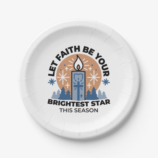 Lass Faith Shine Bright: Winterthema Pappteller (Vorderseite)