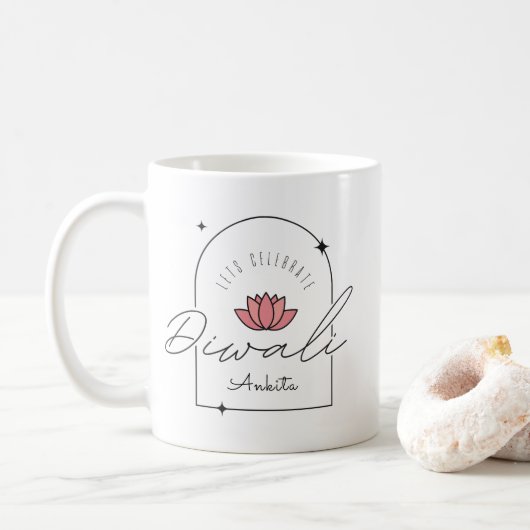 Lass feiert Diwali anpassbar modern Kaffeetasse (Mit Donut)