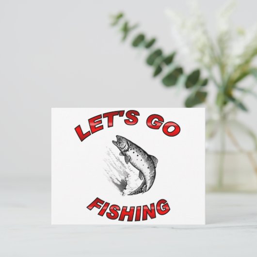 Lass fischen gehen postkarte (Stehend Vorderseite)