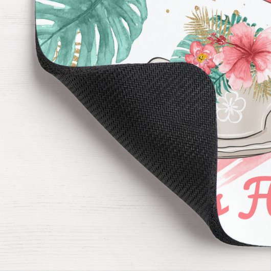 Lass Flamingle Pink und Gold Glitzer Flamingo Mousepad (Ecke)