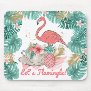 Lass Flamingle Pink und Gold Glitzer Flamingo Mousepad