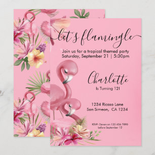Lass Flamingle Tropical Pink Flamingo Geburtstag Einladung